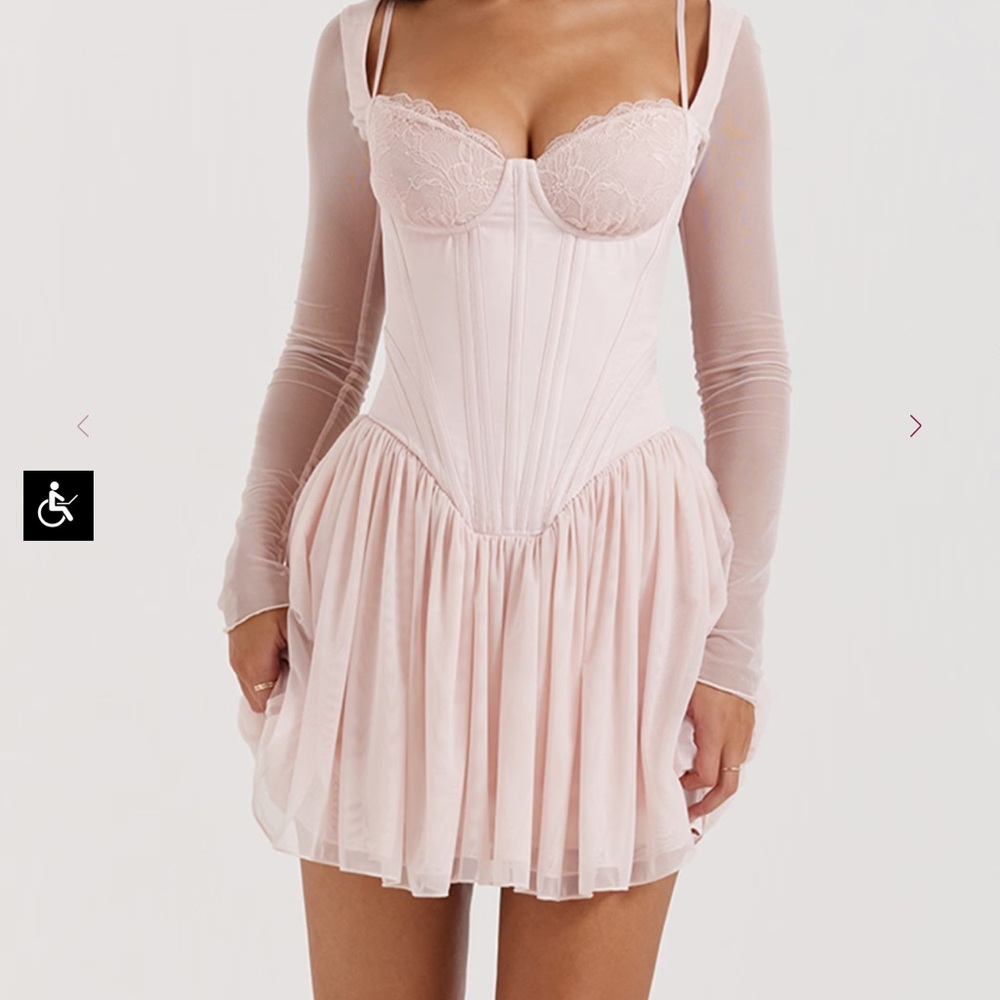 Elegant Pink Lace Corset Dress